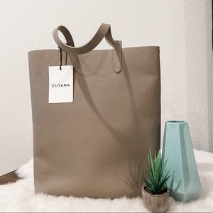 VGUD Cuyana Tall Structured Leather Tote in Stone